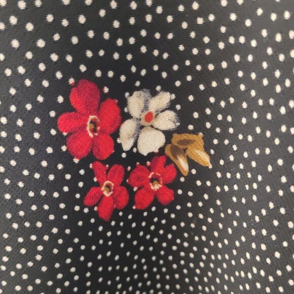 Robbie Bee Black Floral Polka Dot Dress – Size 12, Vintage Style, Cap Sleeves - Picture 4 of 6